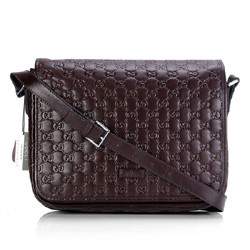 1:1 Gucci 145844 Men's Messenger Bag-Coffee Guccissima Leather